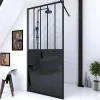 Paroi de douche à l'italienne Galedo Black Indus transparent 90cm