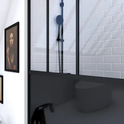 Paroi de douche à l'italienne Galedo Black Indus transparent 90cm