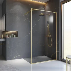 Paroi de douche à l'italienne transparente, profilé doré 120 cm, Schulte Impériale Contoura