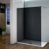 Paroi de douche à l'Italienne 120x200cm -8mm verre trempé foncé alu chromé avec barre de fixation 140cm et pince à 360 degré