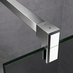 Paroi de douche à l'Italienne 120x200cm -8mm verre trempé foncé alu chromé avec barre de fixation 140cm et pince à 360 degré