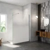 Paroi de douche à l'italienne 90x200cm Modèle Brume, avec barre de stabilisation 73-120cm en carré Paroi latérale fixe