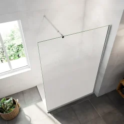Paroi de douche à l'italienne 90x200cm Modèle Brume, avec barre de stabilisation 73-120cm en carré Paroi latérale fixe