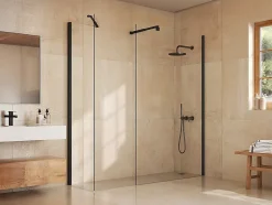 Paroi de douche à l'italienne - Noir mat - Verre 5 mm - 60x200 cm - DAREN