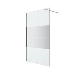 Paroi de douche à l'italienne fixe l.120 x H.195 cm, bandes miroir, profilés alu chrome, GoodHome Ledava