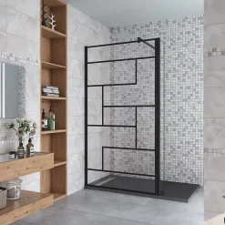 Paroi de douche à l'italienne 70x200cm avec volet pivotant 40cm - 8mm verre anticalcaire - barre de fixation carrée 140cm