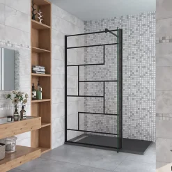 Paroi de douche à l'italienne 70x200cm avec volet pivotant 40cm - 8mm verre anticalcaire - barre de fixation carrée 140cm