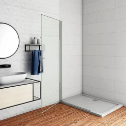 Paroi de douche à l'italienne pivotante 75x180cm - 6mm verre anticalcaire - profilé Chrome - centre dépoli