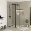 Paroi de douche à l'italienne et volet noir Galedo Dark Edge transparent 90+40cm