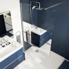 Paroi de douche à l'italienne fixe l.80 x H.195 cm, bandes miroir, profilés alu chrome, GoodHome Ledava