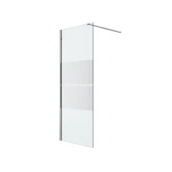 Paroi de douche à l'italienne fixe l.80 x H.195 cm, bandes miroir, profilés alu chrome, GoodHome Ledava