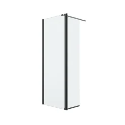 Paroi de douche à l'italienne fixe avec volet l.80+45 x H.195 cm, verre transparent, profilés alu noir, GoodHome Ledava