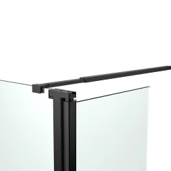 Paroi de douche à l'italienne fixe avec volet l.80+45 x H.195 cm, verre transparent, profilés alu noir, GoodHome Ledava