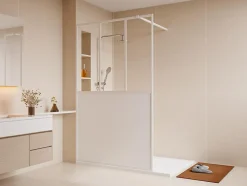 Paroi de douche à l'italienne style atelier - Blanc mat - 120 x 200 cm - URBANIK
