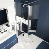 Paroi de douche à l'italienne fixe avec volet l.80+45 x H.195 cm, bandes miroir, profilés alu chrome, GoodHome Ledava