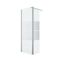 Paroi de douche à l'italienne fixe avec volet l.80+45 x H.195 cm, bandes miroir, profilés alu chrome, GoodHome Ledava