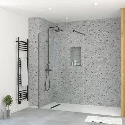 Paroi de douche à l'italienne H.195 x l.120 cm, ép. 5 mm, profilé noir, Galedo Essentiel