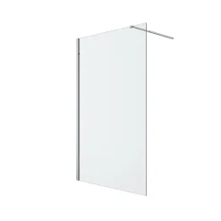 Paroi de douche à l'italienne fixe l.120 x H.195 cm, verre transparent 8mm, profilés alu chrome, GoodHome Ledava