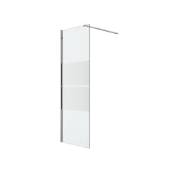 Paroi de douche à l'italienne fixe l.70 x H.195 cm, bandes miroir, profilés alu chrome, GoodHome Ledava