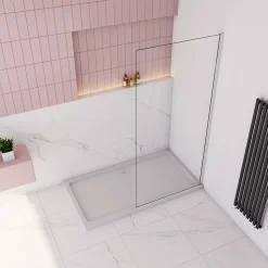 paroi de douche à l'italienne fixe 140x200cm,style atelier,Profilé en aluminium chromé,en 8mm verre anticalcaire,sans receveur