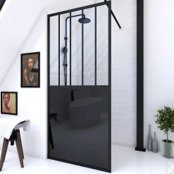 Paroi de douche à l'italienne Galedo Black Indus transparent 100cm