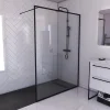 Paroi de douche à l'italienne noir Galedo Dark Edge transparent l.140 x H.200 cm