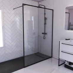 Paroi de douche à l'italienne noir Galedo Dark Edge transparent l.140 x H.200 cm