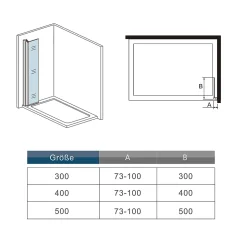 Paroi de douche à l'italienne pivotante mural - 8 mm verre anticalcaire, alu Noir - 45x200 cm