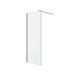Paroi de douche à l'italienne fixe l.80 x H.195 cm, verre transparent, profilés alu chrome, GoodHome Ledava