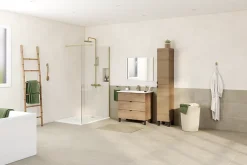 Paroi de douche à l'italienne fixe l.120 x H.195 cm, profilés alu finition doré brossé, GoodHome Ledava