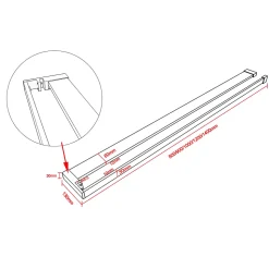 Paroi de douche à l'italienne Chrome 140x200cm - 8mm verre anticalcaire + Barre de fixation 90cm + Étagère de Douche 140cm alu