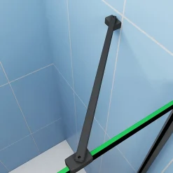 Paroi de douche à l'italienne noir 100x200cm + Étagère de Douche 100cm alu - 8mm Verre sécurité + barre de fixation noir 45cm