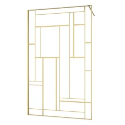 Paroi de douche à l'italienne fixe 120 x 195 cm, motifs géométriques, doré brossé, Galedo Art Deco