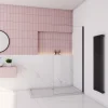 paroi de douche à l'italienne fixe 90x200cm,style atelier,Profilé en aluminium noir mat,en 8mm verre anticalcaire,sans receveur