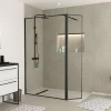Paroi de douche à l'italienne et volet noir Galedo Dark Edge transparent 120+40cm