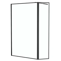 Paroi de douche à l'italienne et volet noir Galedo Dark Edge transparent 120+40cm