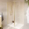 Paroi de douche à l'italienne + volet pivotant l.80+45 x 195 cm, profilés alu finition doré brossé, GoodHome Ledava