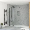Paroi de douche à l'italienne H.195 x l.140 cm, ép. 5 mm, profilé noir, Galedo Essentiel