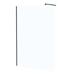 Paroi de douche à l'italienne H.195 x l.140 cm, ép. 5 mm, profilé noir, Galedo Essentiel