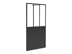 Paroi de douche à l'italienne style atelier - Noir mat - 140 x 200 cm - URBANIK