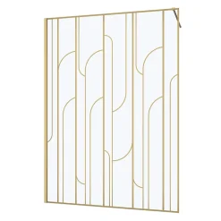 Paroi de douche à l'italienne l.140 x H.195 cm profilés doré brossé, Galedo Art Déco