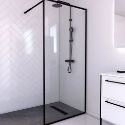 Paroi de douche à l'italienne noir Galedo Dark Edge transparent 90cm