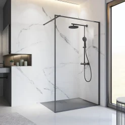 Paroi de douche à l'italienne transparente, profilé noir mat 90 cm, Schulte Impériale Contoura