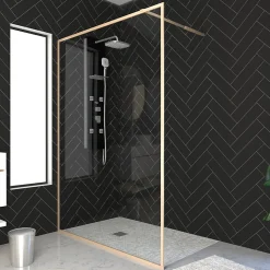 Paroi de douche à l'italienne dorée Galedo Golden Edge transparent 120cm