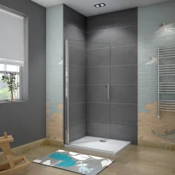 Paroi de douche à l'italienne pivotante 75x180cm - 6mm verre anticalcaire - profilé noir mat - Installer réversible