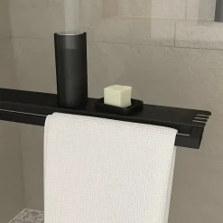 Paroi de douche à l'italienne avec porte-serviettes H.200 x l.120 cm, ép. 6 mm, profilé noir, Galedo Edge