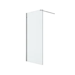 Paroi de douche à l'italienne fixe l.90 x H.195 cm, verre transparent, profilés alu chrome, GoodHome Ledava