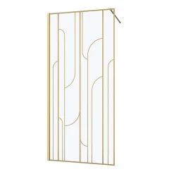 Paroi de douche à l'italienne l.90 x H.195 cm profilés doré brossé, Galedo Art Déco