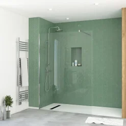 Paroi de douche à l'italienne H.195 x l.140 cm, ép. 5 mm, profilé chrome, Galedo Essentiel