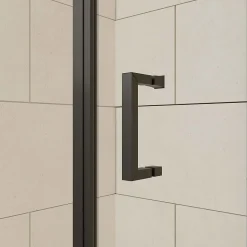 Paroi de douche 1 porte coulissante + Retour 120x90x200 cm - Verre 6 mm - Profilé Noir - CRUSH